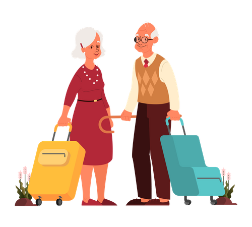 Senior couple travelling together  Illustration