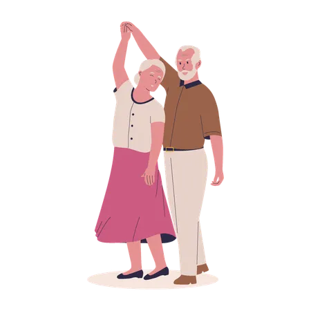 Senior couples doing romantic dancing  Illustration