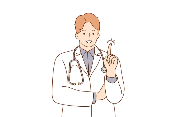 Senior doctor is giving health tips  イラスト