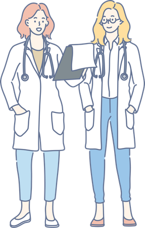 Senior doctor is viewing patient's report  Illustration