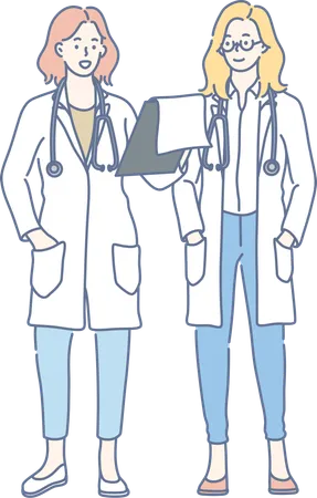 Senior doctor is viewing patient's report  Illustration