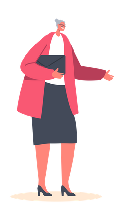 Senior Female Character standing Illustration