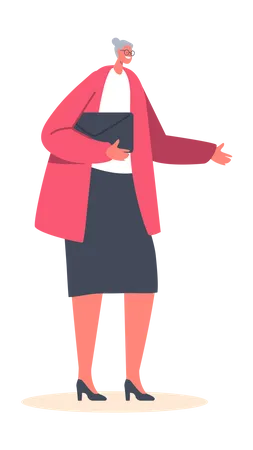 Senior Female Character standing  Illustration