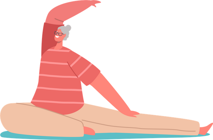 Senior Female doing Yoga Practice  Illustration