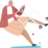 illustrations of senior woman falling down