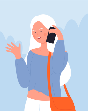 Senior female Talking on Phone  Illustration
