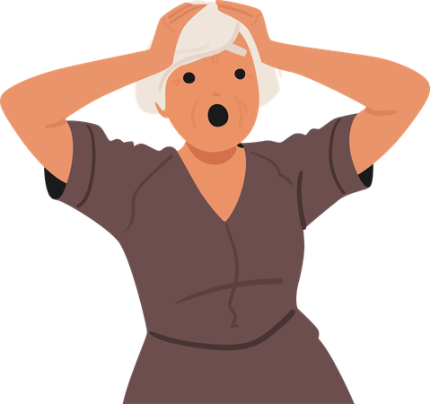 Senior female with shocked expression  Illustration