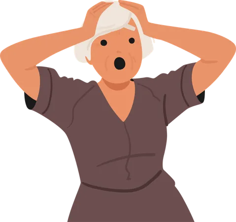 Senior female with shocked expression  Illustration