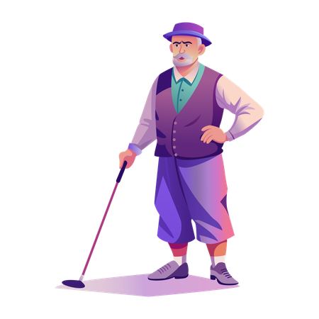 Senior Golfer playing golf  Illustration