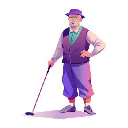 Senior Golfer playing golf  Illustration