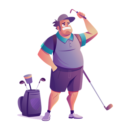 Senior Golfer playing golf  Illustration