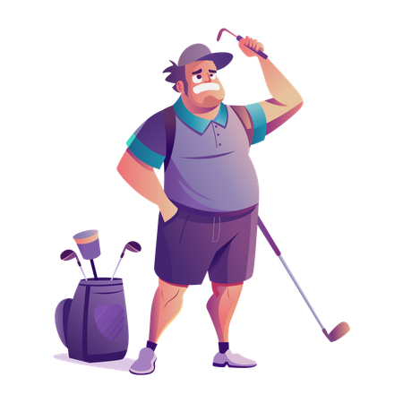 Senior Golfer playing golf  Illustration