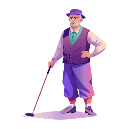 Älterer Golfer, der Golf spielt  Illustration