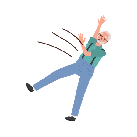 Elderly Man Stumbling A Senior Grandfather Slips Outdoors Accidental Slip Flat Vector Cartoon Illustration Illustration