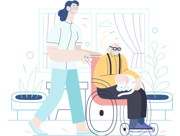 Senior home support  Illustration