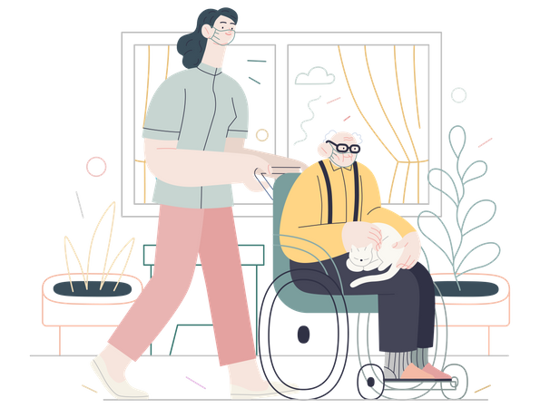 Senior home support  Illustration