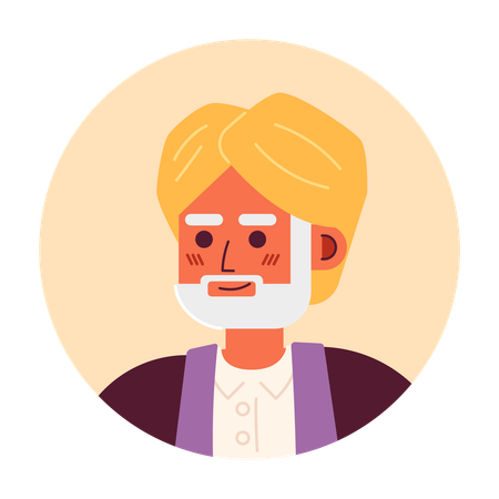 Senior indian man in turban  Illustration