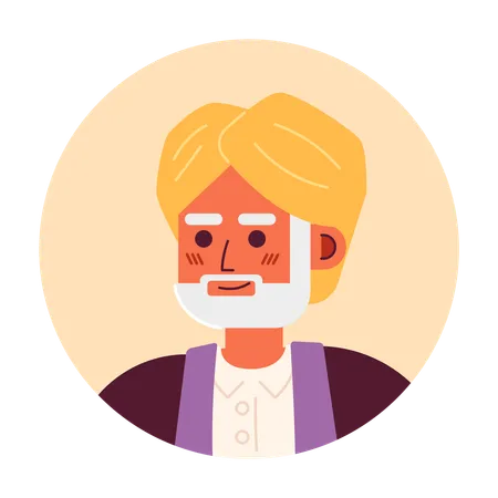 Senior indian man in turban  Illustration