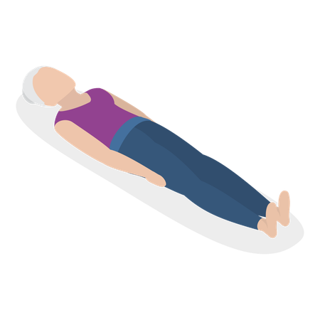 Senior lady doing yoga inmorning  Illustration