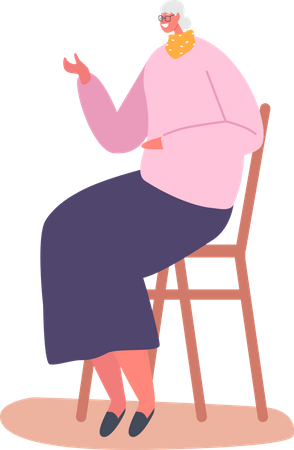 Senior Lady Sitting on Chair  Illustration