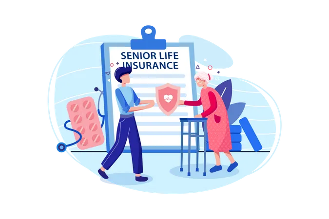 Senior Life Insurance concept  イラスト