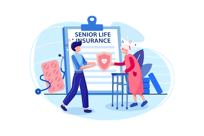 Senior Life Insurance concept  Illustration