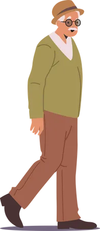 Senior male character walking Illustration