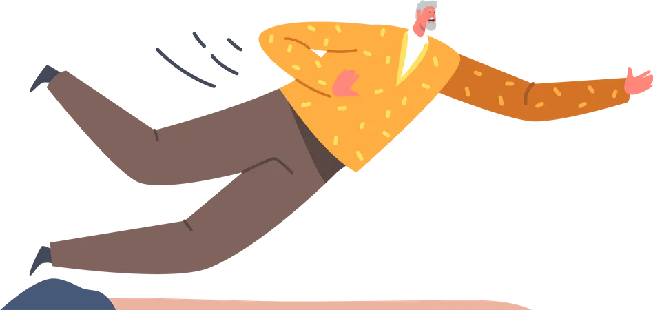 Senior male Falling Down on the Ground  Illustration