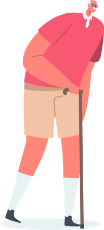 Senior Male with Walking Cane  Illustration