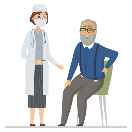 Senior man consulting with a doctor Illustration