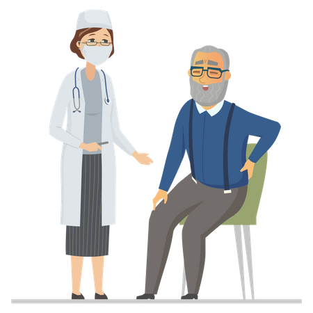 Senior man consulting with a doctor  Illustration