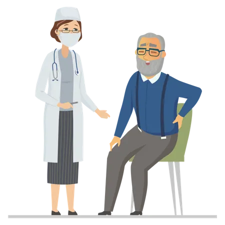 Senior man consulting with a doctor  Illustration