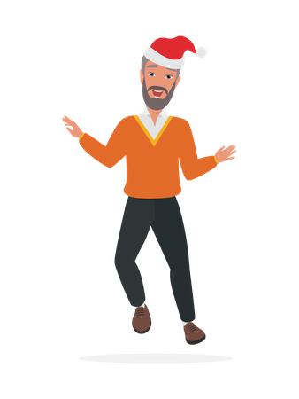 Senior man dancing in christmas party  Illustration