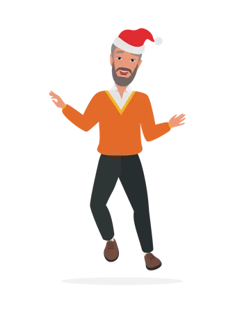 Senior man dancing in christmas party  Illustration