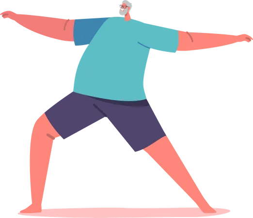 Senior man doing yoga Illustration