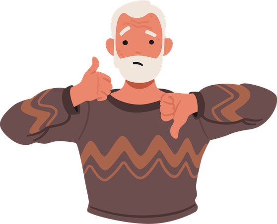 Senior Man Expressed Strong Disapproval With Definitive Thumb Down Gesture  イラスト