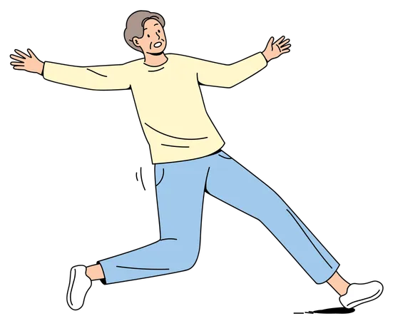 Senior Man Falling Down  Illustration