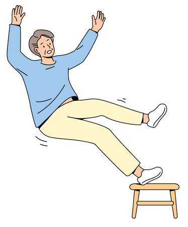 Senior Man Falling Down on stool  Illustration