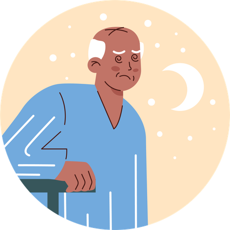 Senior man having night blindness  Illustration
