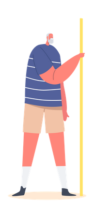 Senior Man Holding Pole in Public Transport  Illustration