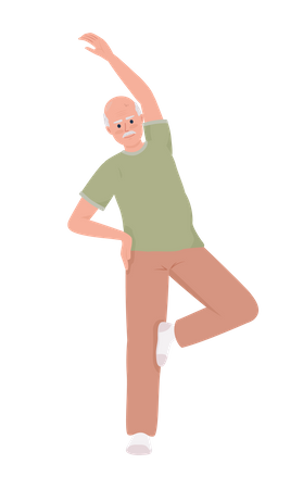 Senior man improving balance with exercise  Illustration
