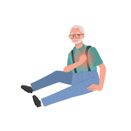 Senior man in Heart Attack Crisis  Illustration