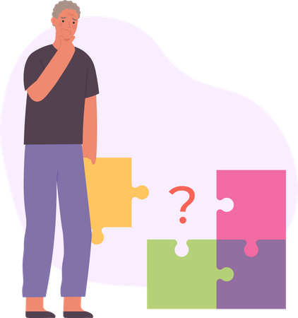 Senior man losing memory  Illustration