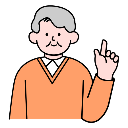 Senior Man Pointing Finger  Illustration