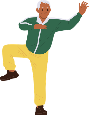 Senior man practicing tai chi training body  Illustration