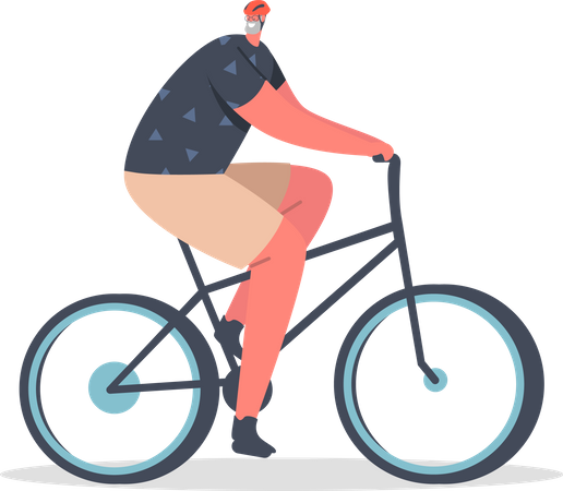 Senior Man Riding Bicycle  Illustration