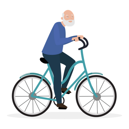 Senior man riding cycle  Illustration