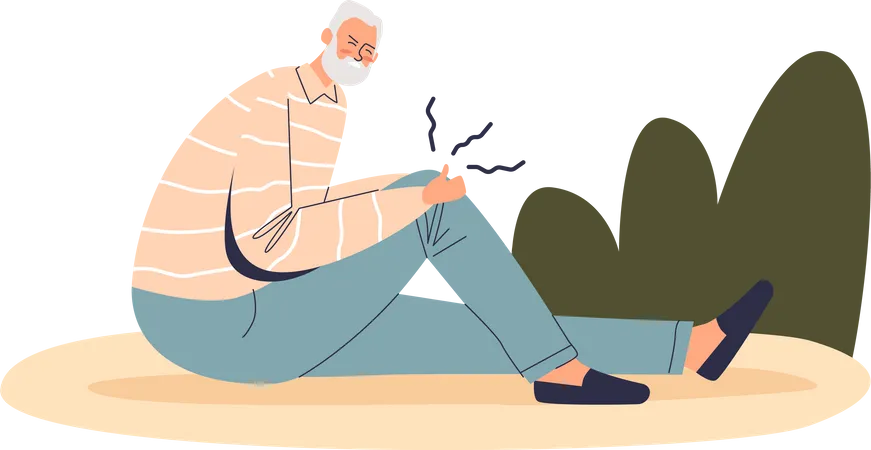 Senior man suffer from pain in knee Illustration