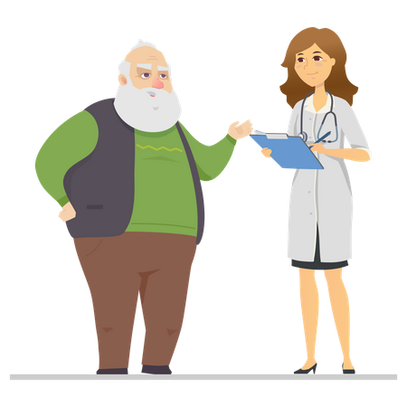 Senior man talking with a doctor  Illustration