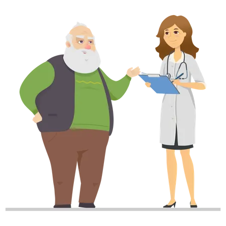 Senior man talking with a doctor  Illustration